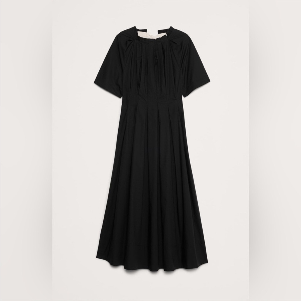 NWT! Banana Republic Black Cotton Poplin Open-Back Maxi Dress - Multiple 🐥🍉 - Picture 3 of 11